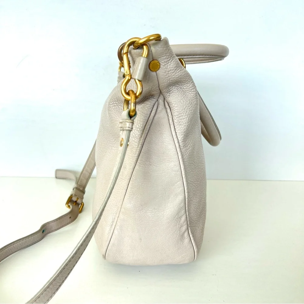 MARC by MARC JACOBS Oat Cream Pebbled Leather Crossbody Shoulder Tote Hobo Bag